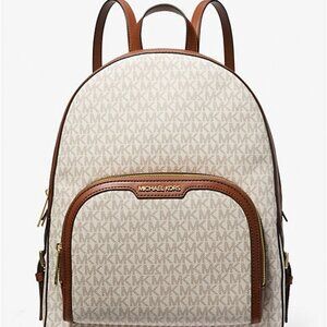 Michael Kors Jaycee Large Logo Backpack Vanilla Natural NWOT